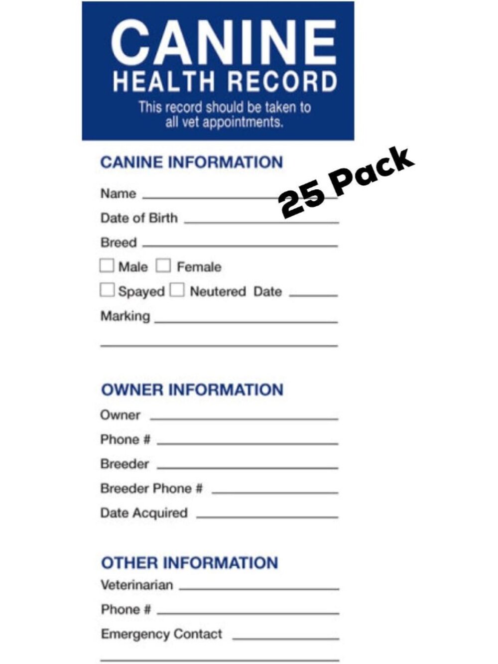 Dog Health Record Booklets, Track Vaccinations, Exams, Deworming & Treatments –